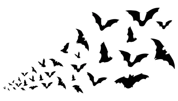 Illustration Flying Bats Swarm — Stock Vector