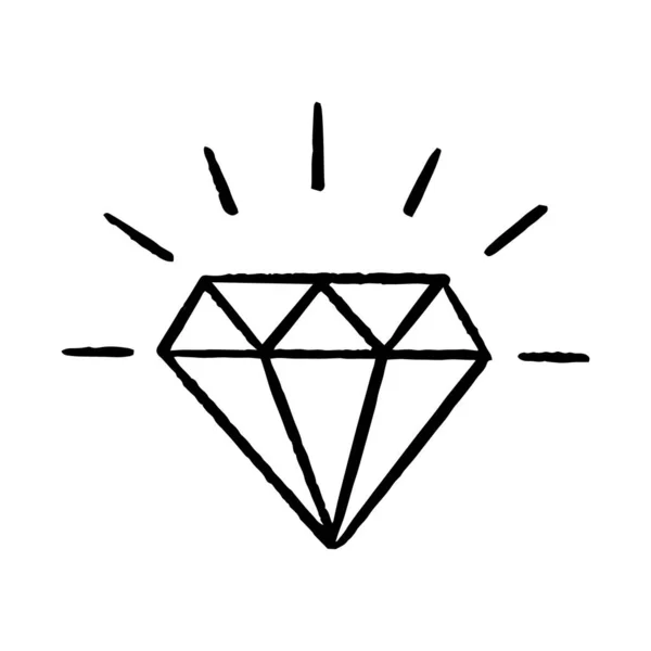 Ilustración Diamante Estilo Dibujado Mano — Vector de stock