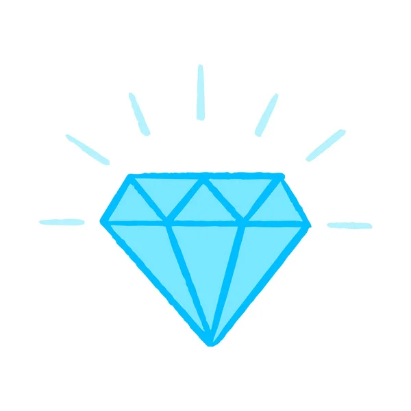 Ilustración Diamante Estilo Dibujado Mano Color — Vector de stock