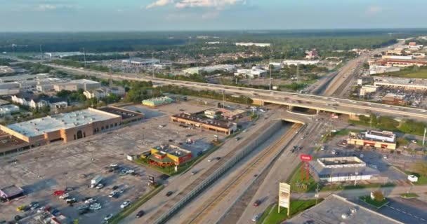 Panorama vista aérea interestadual 45, estrada junção no lado sudeste de Houston, Texas — Vídeo de Stock