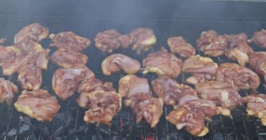 Izgarada leziz kızarmış teriyaki tavuğu.