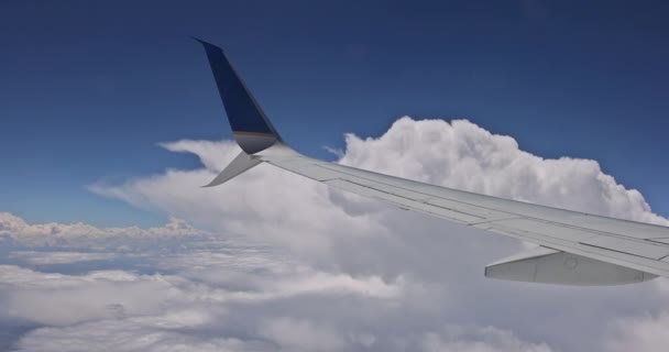 Vue imprenable sur l'horizon depuis le ciel de l'avion au-dessus des nuages — Video