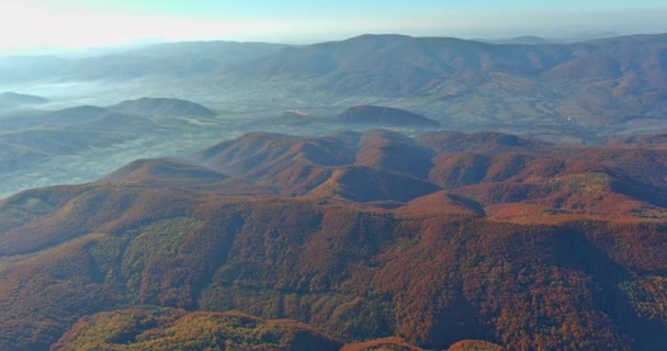 Vista aerea dall'alto con paesaggio nelle montagne dei Carpazi — Video Stock