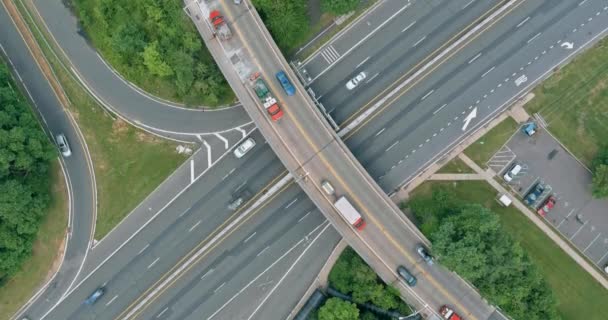 Restoration large road construction site in renovation bridge of a modern road interchange in USA — Stock Video