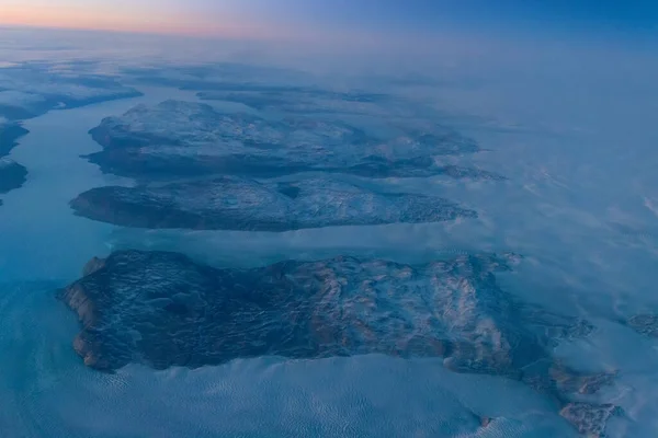 Winterlandschap Met Aan Kust Van Groenland Bedekt Met Sneeuw Vanaf — Stockfoto