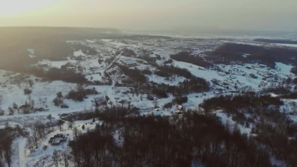 Arbres couverts de neige forêt sur paysage hivernal enneigé. — Video