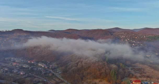 秋の自然の風景朝の霧と幻想的な風景 — ストック動画