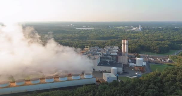 Vista aérea de la turbina de ciclo combinado de gas natural de energía eléctrica — Vídeo de stock