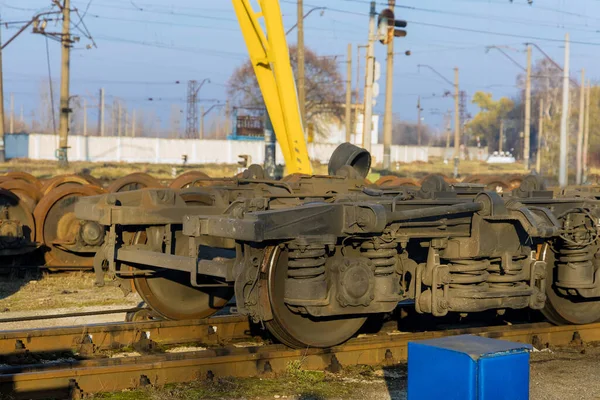 Oficina Principal Reparos Manutenção Depósito Ferroviário Uma Roda Para Treinar — Fotografia de Stock