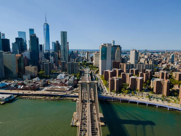 Vista Panoramica Dall Alto Con Brooklyn Bridge Che Mostra Skyline — Foto Stock