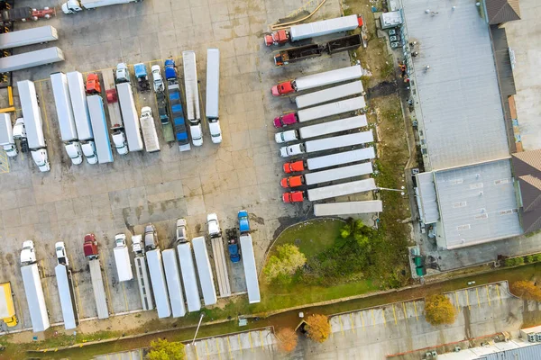 Blick Von Oben Parkplatz Autohof Auf Rastplatz Der Lkw Stehen — Stockfoto