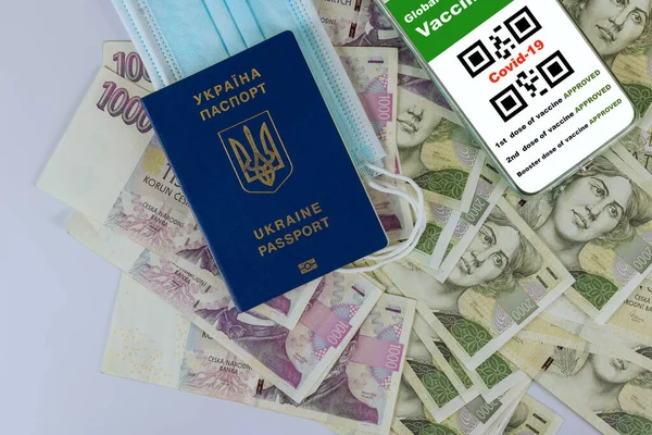 New Normal Travel Ukrainian Passport Tourist Czech Republic Smartphone Display — Stockfoto