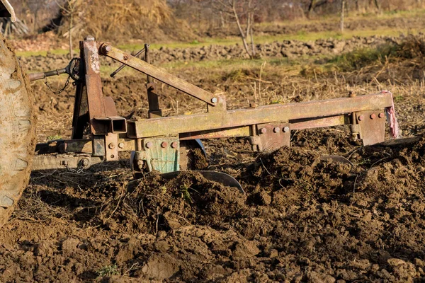 Farmer Tractor Preparing Land Cultivator Part Pre Seeding Activities Early — Stock Photo, Image