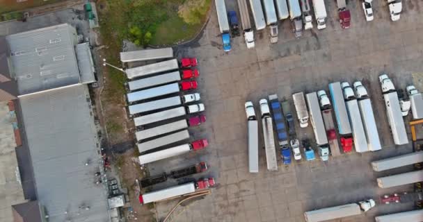 Transportation, gas station with truck at fueling station truck stop. — Stock Video