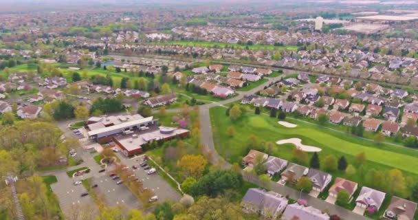 Aerial view on the small countryside town family homes in summer seasonal landscape Cranbury New Jersey US — Stockvideo