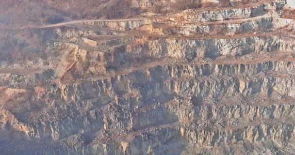Aerial view of opencast mining marble quarry — 图库视频影像