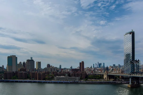 Manhattan Bridge Manhattan New York City Skyscrapers City Skyline Hudson — стоковое фото