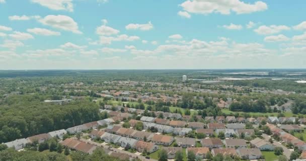 Panoramic top view of summer seasonal landscape on the small countryside town in Cranbury New Jersey US — Stock Video