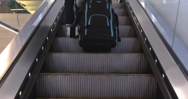 Terminal de l'aéroport étapes modernes de déplacement escalator — Video
