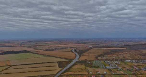 Highway road through a of the autumn fields — Stock videók