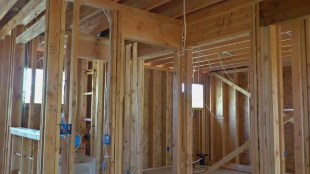 New home construction framing of a house under construction — Stock Video