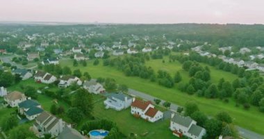 Panorama top view small american town urban lifestyle countryside landscape in East Brunswick New Jersey