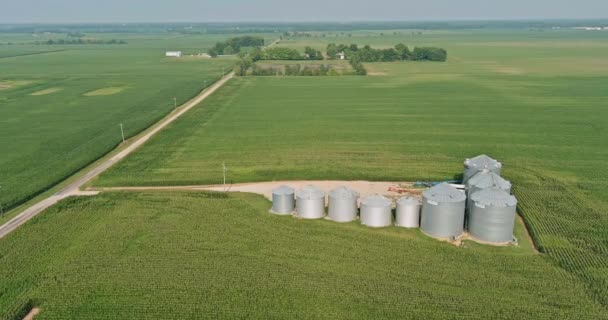 Aerial view a elevator terminal for storage processing of grain — Stock video