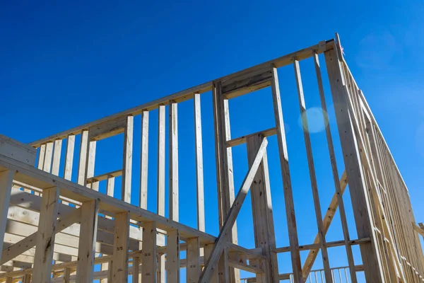 New Residential Construction Wooden Houses Framing Beams Stick — Stock Photo, Image