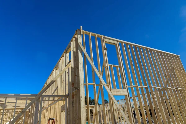 Wood Building Frame Beams Stick New Development Framing House Construction Stock Picture