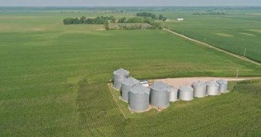 Aerial view a elevator terminal for storage processing of grain