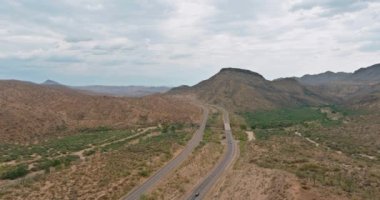 Aerial top view of amazing desert landscape valley in mountain Arizona