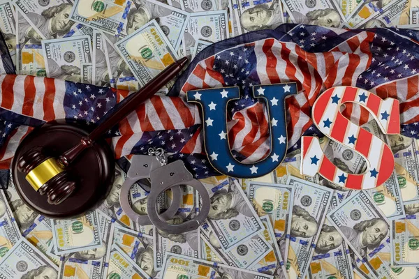 Regulación Financiera Estadounidense Detención Bienes Económicos Sanciones Estadounidenses Con Bandera — Foto de Stock