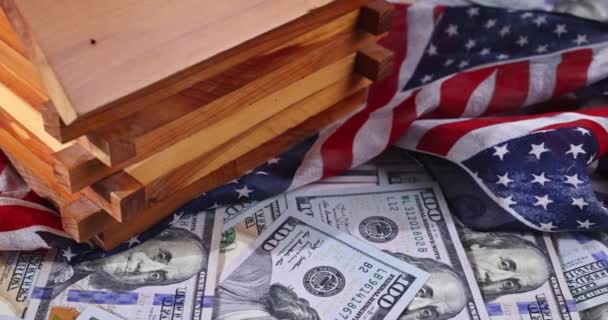Amerikanisches Gericht verhängte eine Verhaftung gegen das Haus der Sanktionen Eigentum mit US-Dollarnoten — Stockvideo