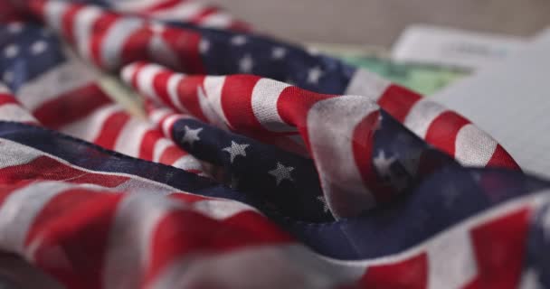 Amerykańska flaga na starym drewnianym dniu niepodległości deski — Wideo stockowe