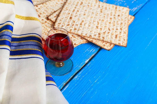 Jüdische Kultur Pessach Mit Wein Und Matzoch — Stockfoto