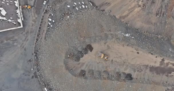Panorama aerial view the open quarry for stone extraction of the quarry — Stock Video