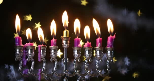 Jewish holiday hannukah symbols - menorah — Stock Video