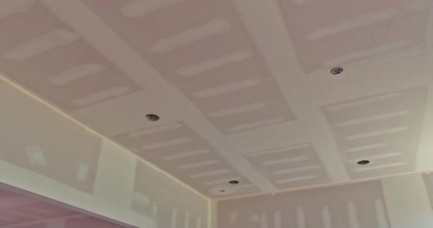 Plasterboard interior room new construction of drywall — Vídeo de stock