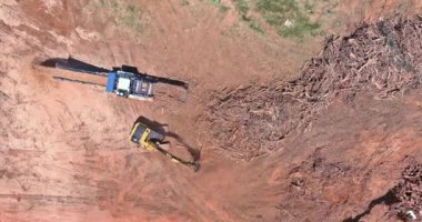 Work industrial machinery, wood shredder chipper machine to remove in construction site area