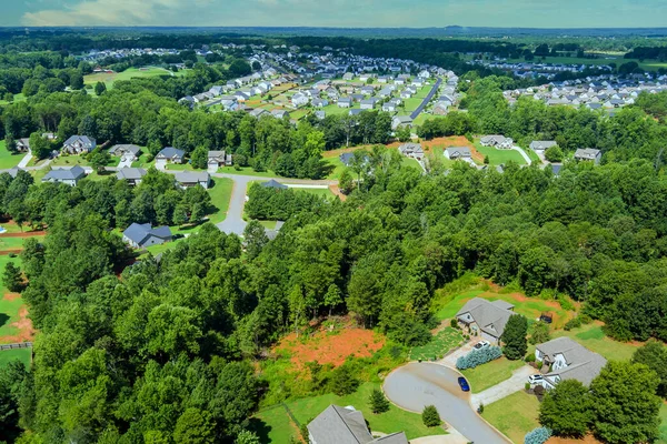Panorama Aerial Top View Landscape Residential Quarters Beautiful Town Inman — Stock Photo, Image