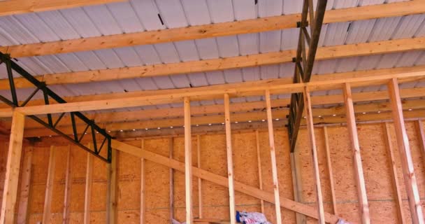 Built Unfinish Roof Large Modern Storage Bilding Construction Site — Stock Video