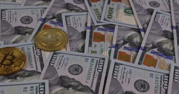 Dollars Américains Bitcoin Nouvelle Crypto Monnaie Côte Côte Paiement Argent — Video