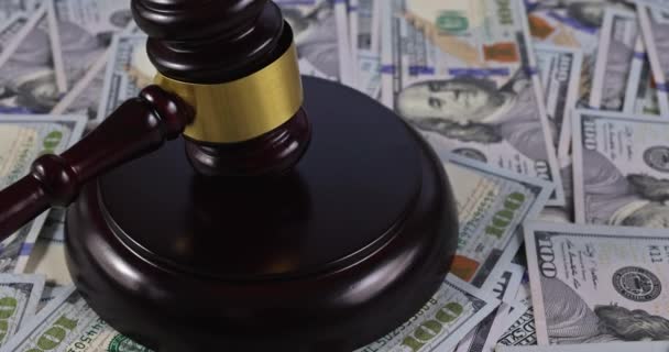 Sędzia Młotek Wydał Nakaz Aresztowania Korupcję Dolary Amerykańskie — Wideo stockowe