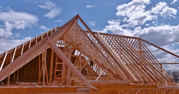 新型房屋梁框架结构木构屋架桁架 — 图库视频影像