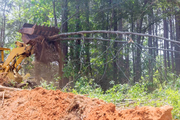 Tractor Skid Steers Were Used Clear Land Trees Subdivision Housing — Stock Photo, Image