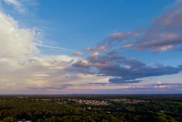 Orange Light Sunset Sky Clouds Panorama View — Stock Photo, Image