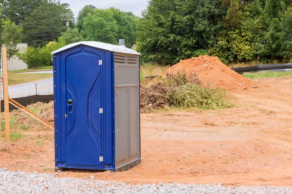 Portable Restroom Construction Site Being Used Workers —  Fotos de Stock