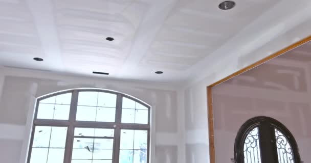 Новый Дом Использует Отделочную Шпаклевку Нанесенную Стены — стоковое видео