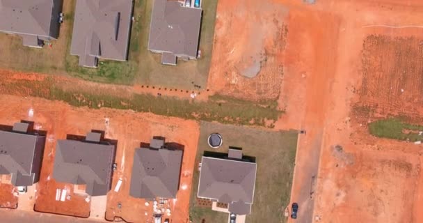 View Aerial Point View Unfinished Subdivision Housing Complex Construction Site — Video Stock