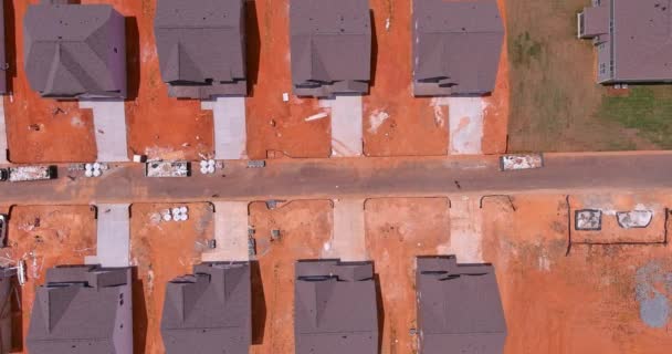 Top View Unfinished Subdivision Incomplete Neighborhood Housing Complex Construction — Stock video